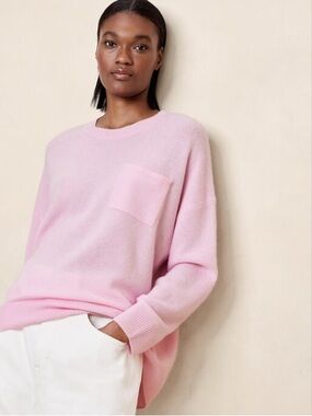 Cashmere Banana Republic Light Pink Oversized Crewneck Sweater